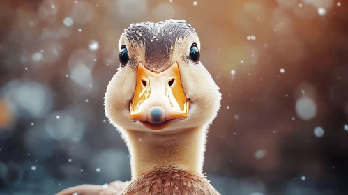 Charming Duckling Close-Up with Bokeh