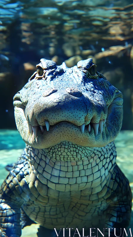 Submerged Crocodile Close-Up AI Image