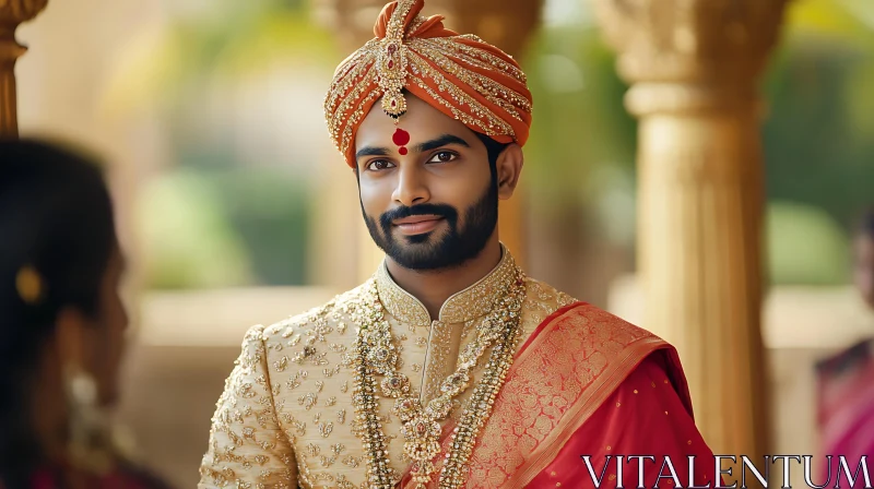 AI ART Groom Portrait: Indian Wedding Ceremony