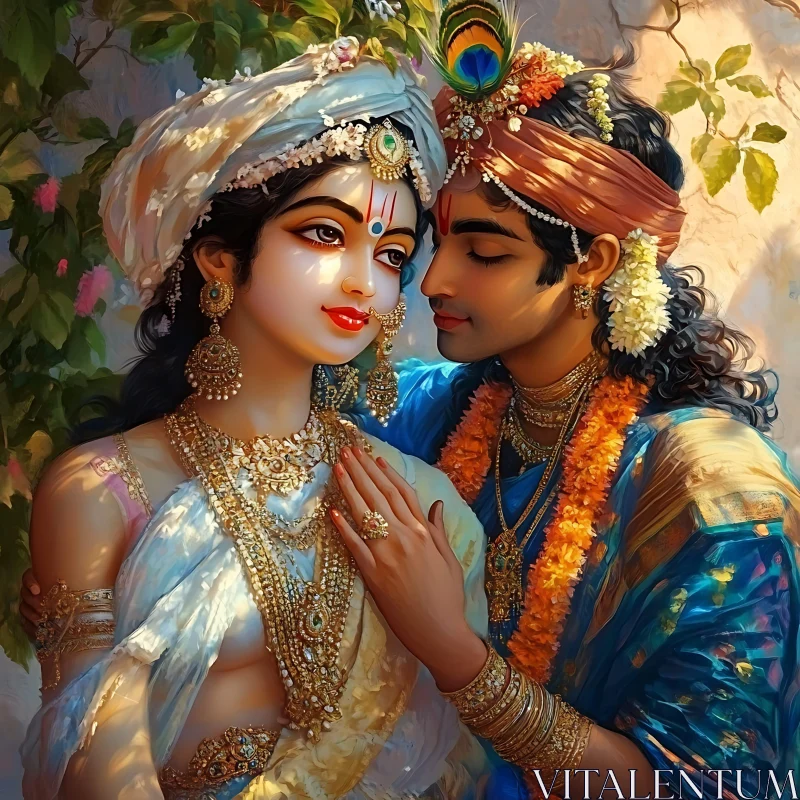 Radha Krishna in Traditional Attire AI Image