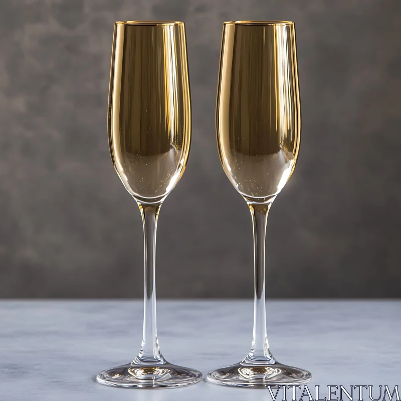 AI ART Two Golden Champagne Glasses