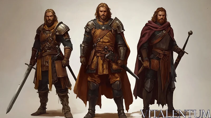 AI ART Three Medieval Warriors Ready for Battle