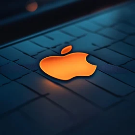 Illuminated Apple Logo Design on Keyboard