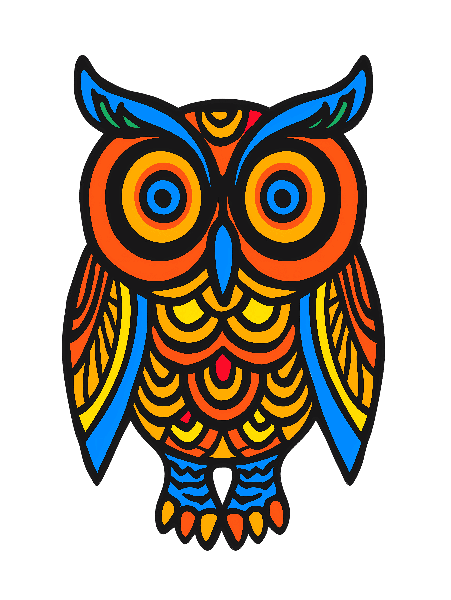 Vibrant Owl Artwork for T-Shirt POD Design