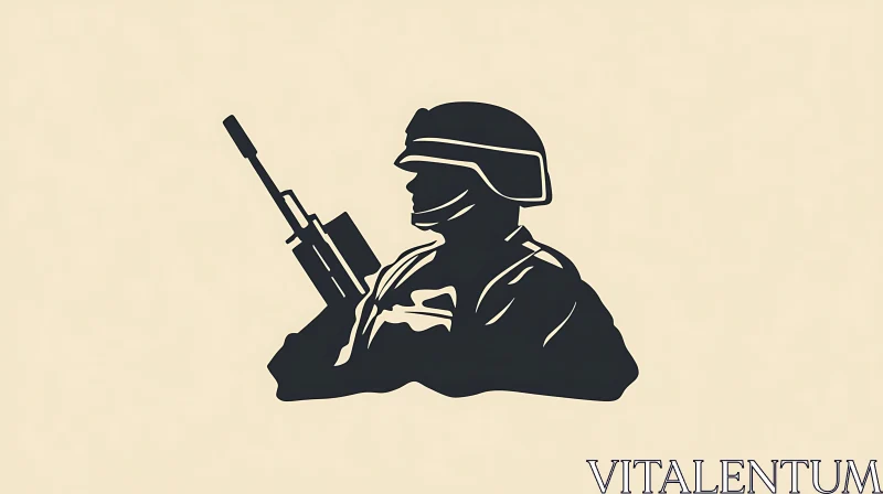 AI ART Armed Forces Silhouette: Soldier with Rifle