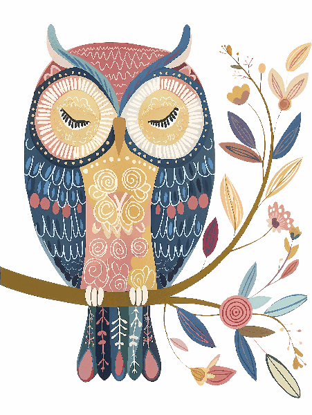 POD Design Owl Pattern Illustration