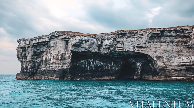 AI ART Rugged Cliff Formation with Ocean Caves