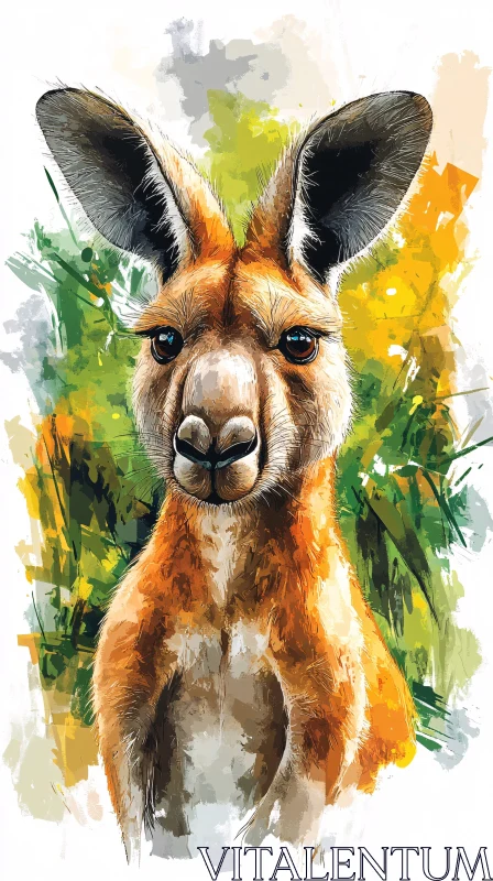 Kangaroo Wildlife Painting AI Image