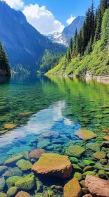 Pristine Alpine Lake Amidst Majestic Mountains