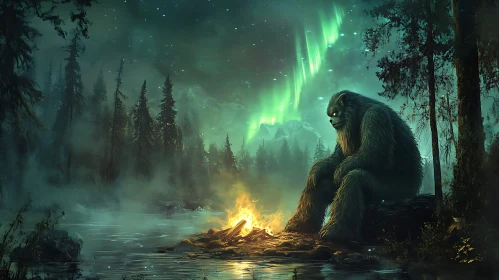 Sasquatch Contemplation by Firelight