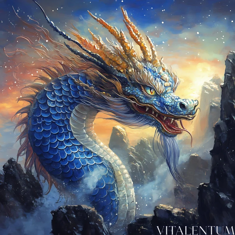 AI ART Fantasy Dragon in Mountainous Landscape