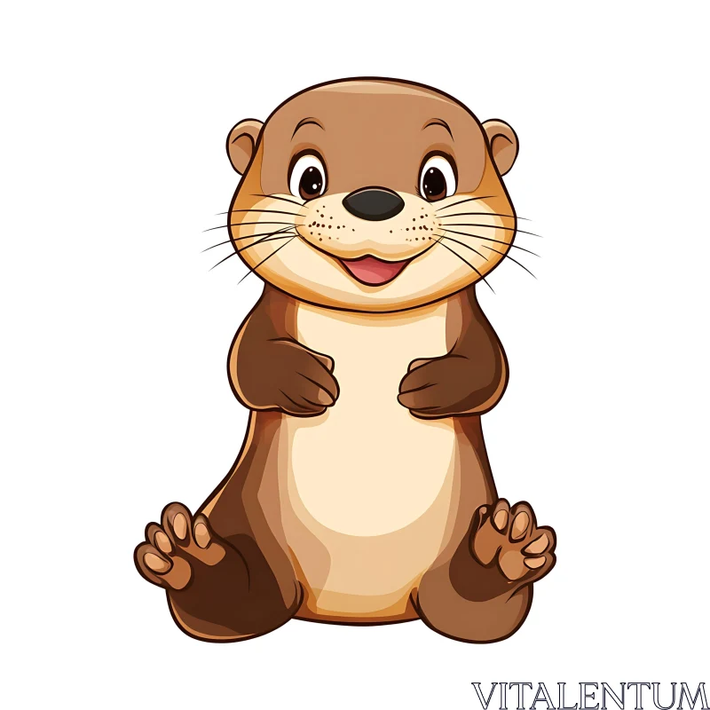 Cute Otter Cartoon Character AI Image