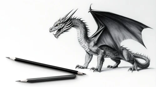 Detailed Dragon Drawing with Pencils