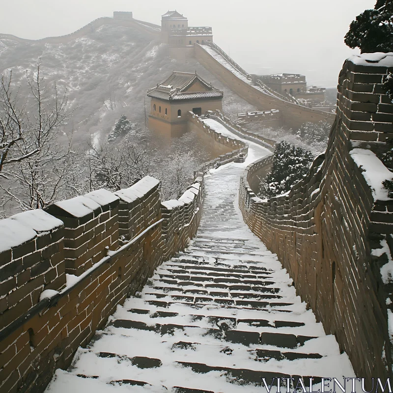 AI ART Snowy Great Wall of China