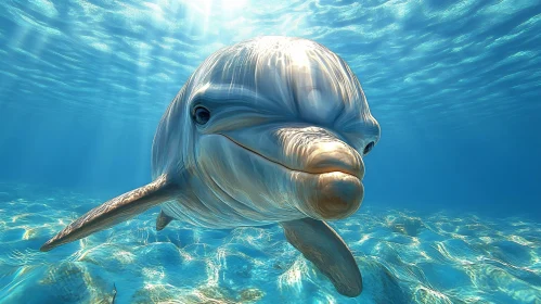 Serene Dolphin Beneath Ocean Waves