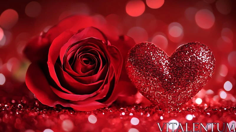 Rose and Heart in Red AI Image