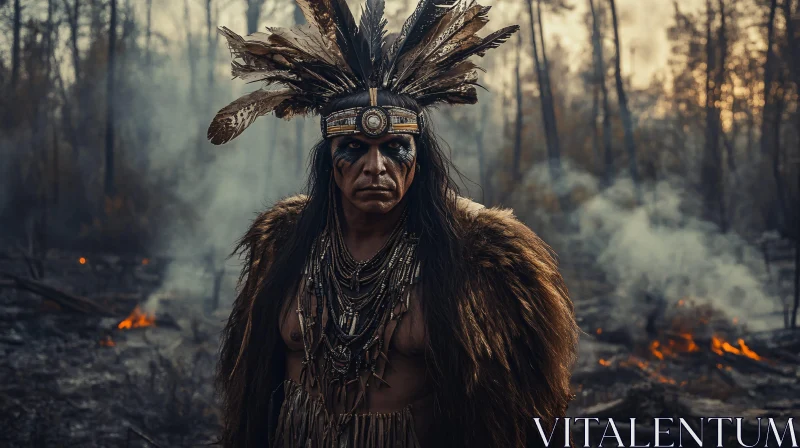 Man in Traditional Native American Headdress AI Image