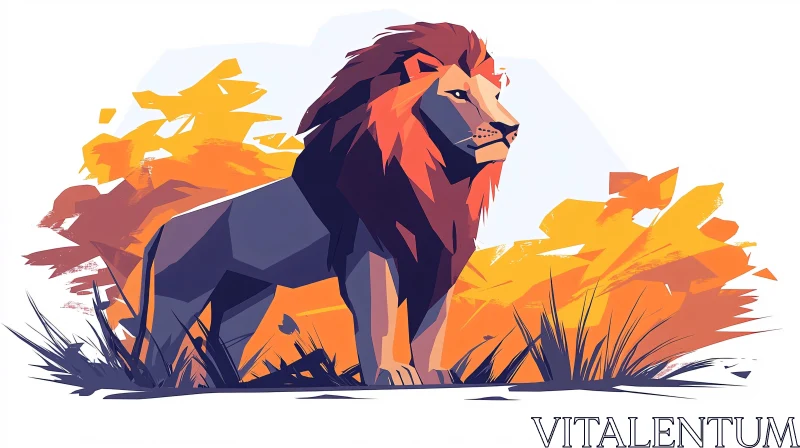 AI ART Geometric Lion Illustration