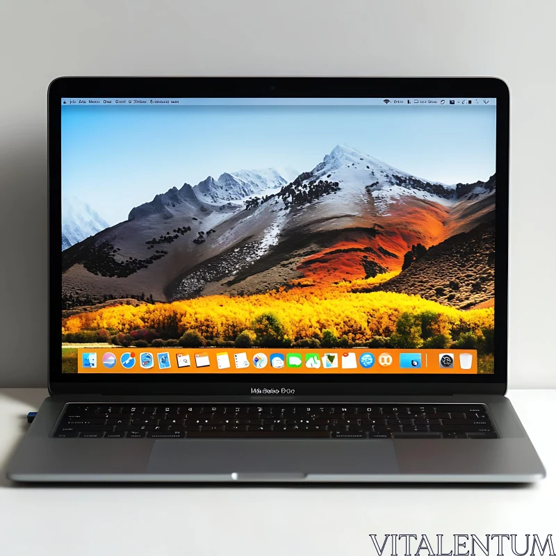 MacBook Pro with Autumn Mountain Screen AI Image