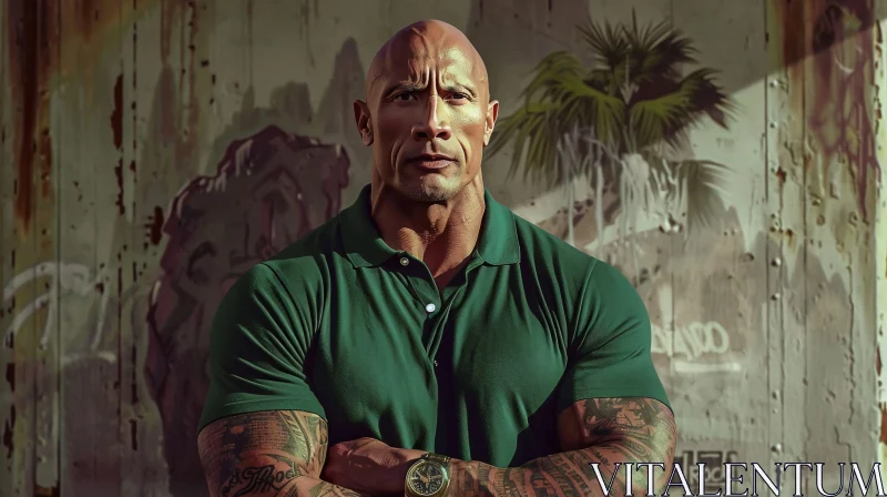 AI ART Dwayne "The Rock" Johnson's Imposing Urban Image