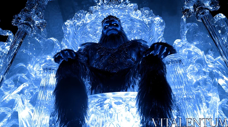 AI ART Monster on the Ice Throne