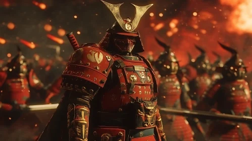 Armored Samurai Warrior in Battle