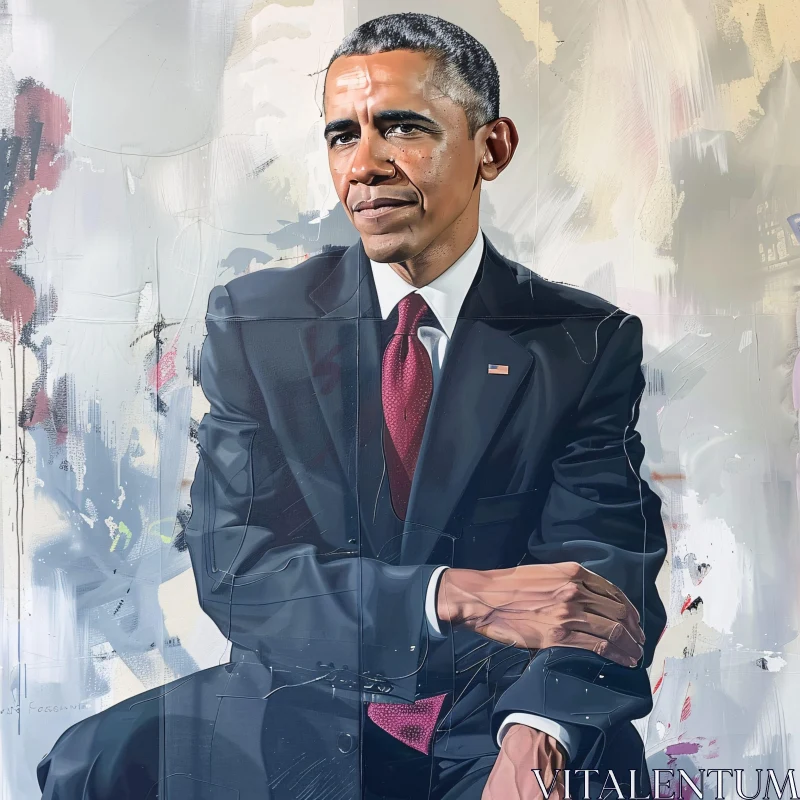 AI ART Barack Obama in a Suit Portrait Art