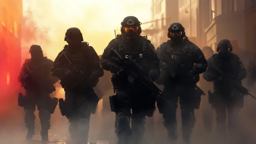 Urban Tactical Unit Advancing