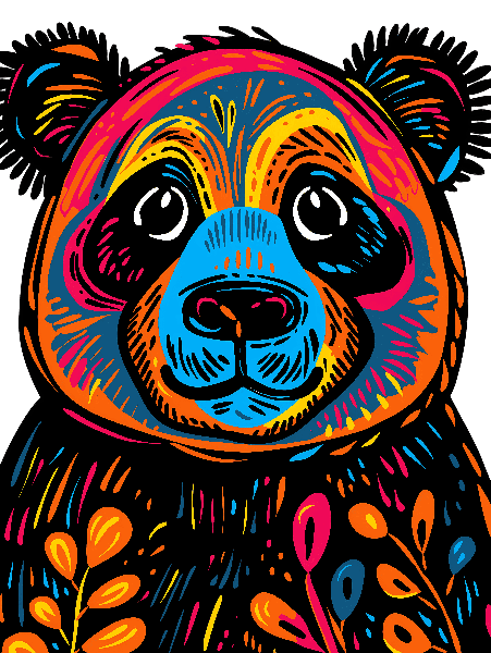 POD Design Vibrant Panda Artwork for Apparel