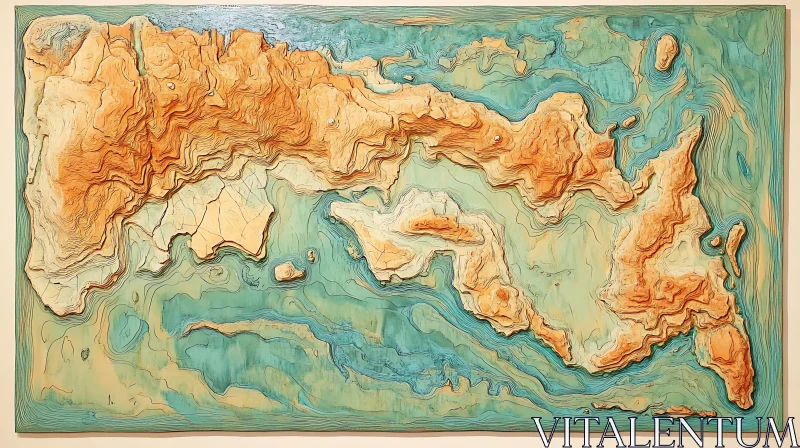 AI ART Textured Landscape Relief Map Design