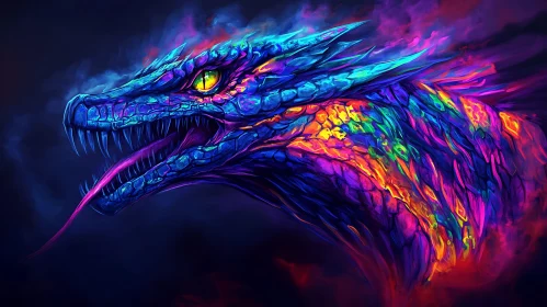 Colorful Dragon with Glowing Eye