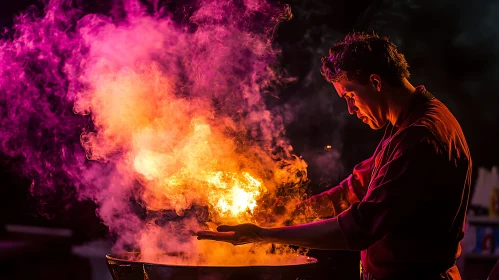 Fiery Performance Art with Smoke