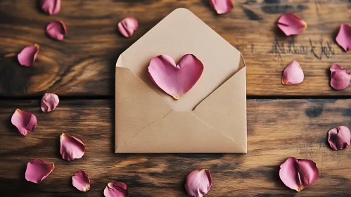 Heartfelt Message: Rose Petals and Envelope