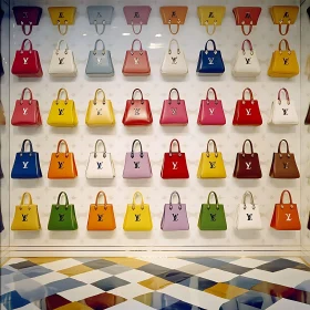 Grid of Colorful Luxury Bags