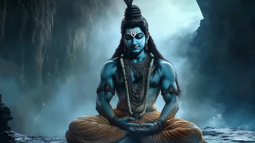 Serene God in Yoga Position Art