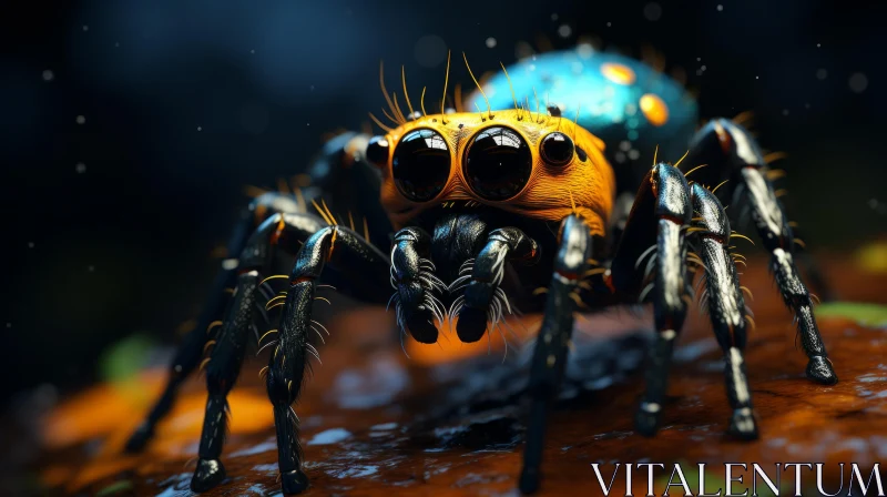 Captivating Spider Image with Yellow Spots and Striking Blue Eyes AI Image
