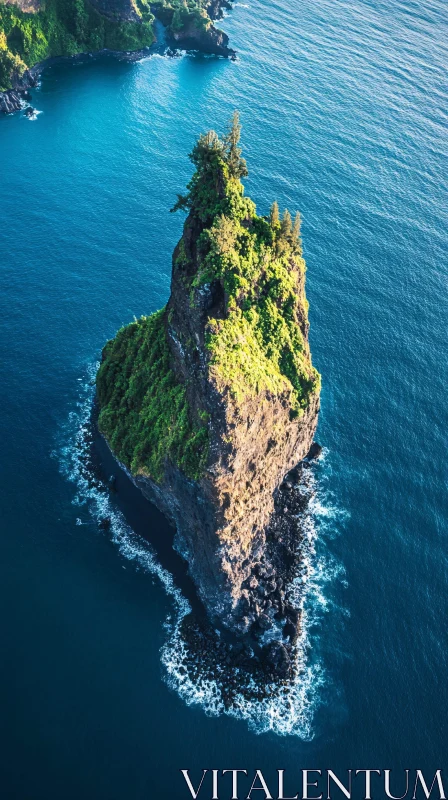 AI ART Lonely Island Cliff in the Vast Blue Sea