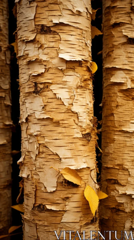 Close-up View of Drought-Affected Yellow Birch Trees AI Image