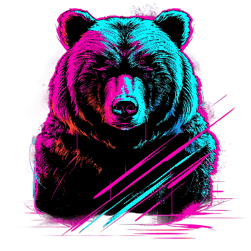 POD Design Contemporary Neon Glow Bear Art - Ideal for Digital Use