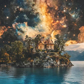 Lake House at Night