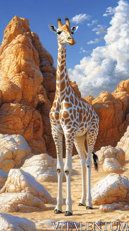 Desert Giraffe Scenery AI Image