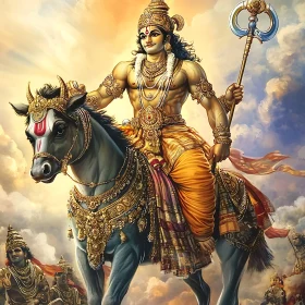 Hindu God on Horseback Illustration
