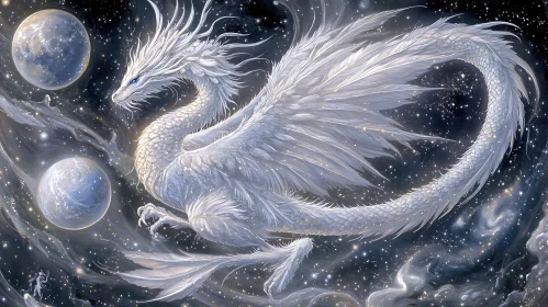 White Dragon in Space Art