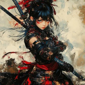 Female Samurai Warrior with Dual Swords