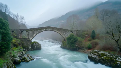 Enchanting Stone Bridge Over a Rushing River