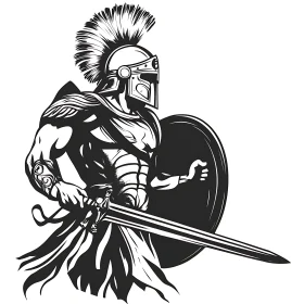 Spartan Warrior with Sword and Shield