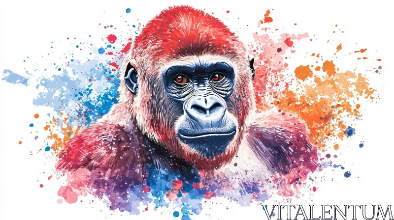 Colorful Gorilla Abstract Art AI Image