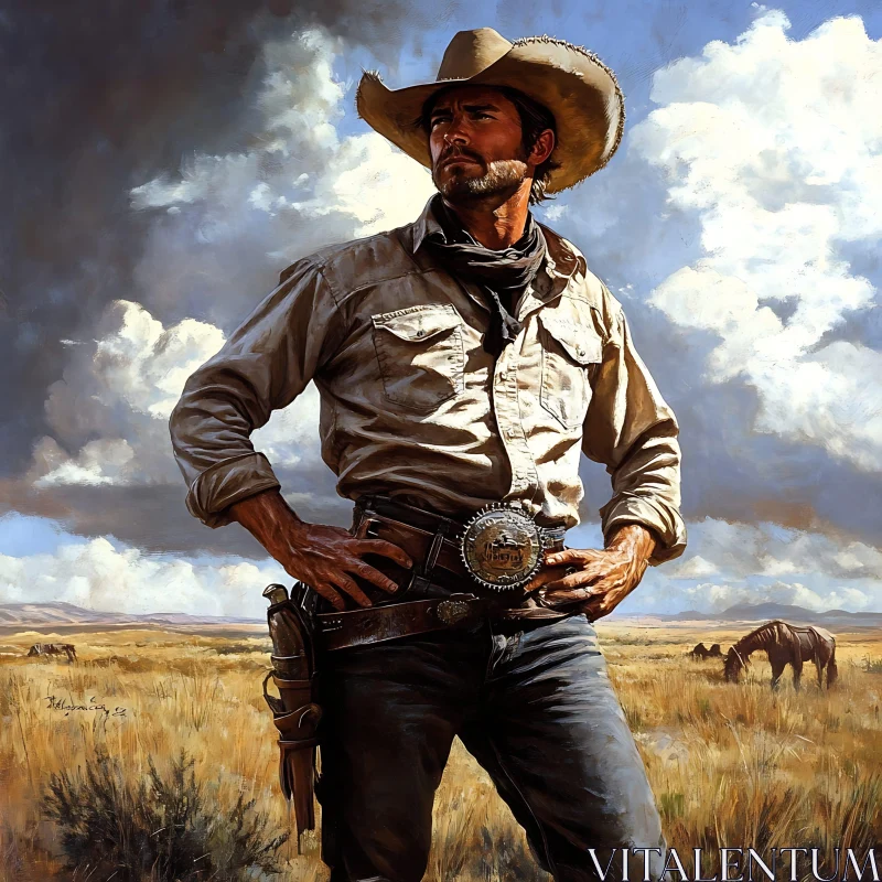 AI ART Vintage Cowboy in the Prairie