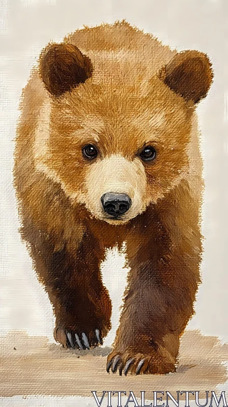 Curious Bear Cub Walking AI Image