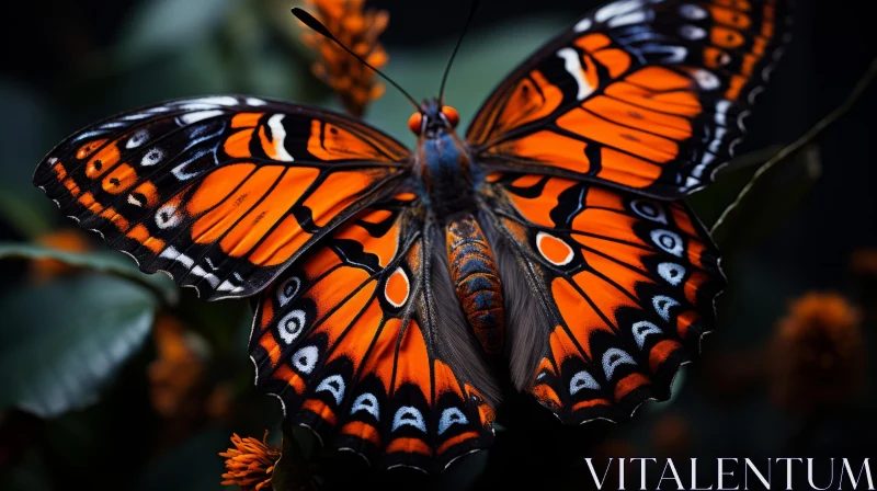 Intricate Orange Butterfly Amid Bold Colors and Patterns AI Image